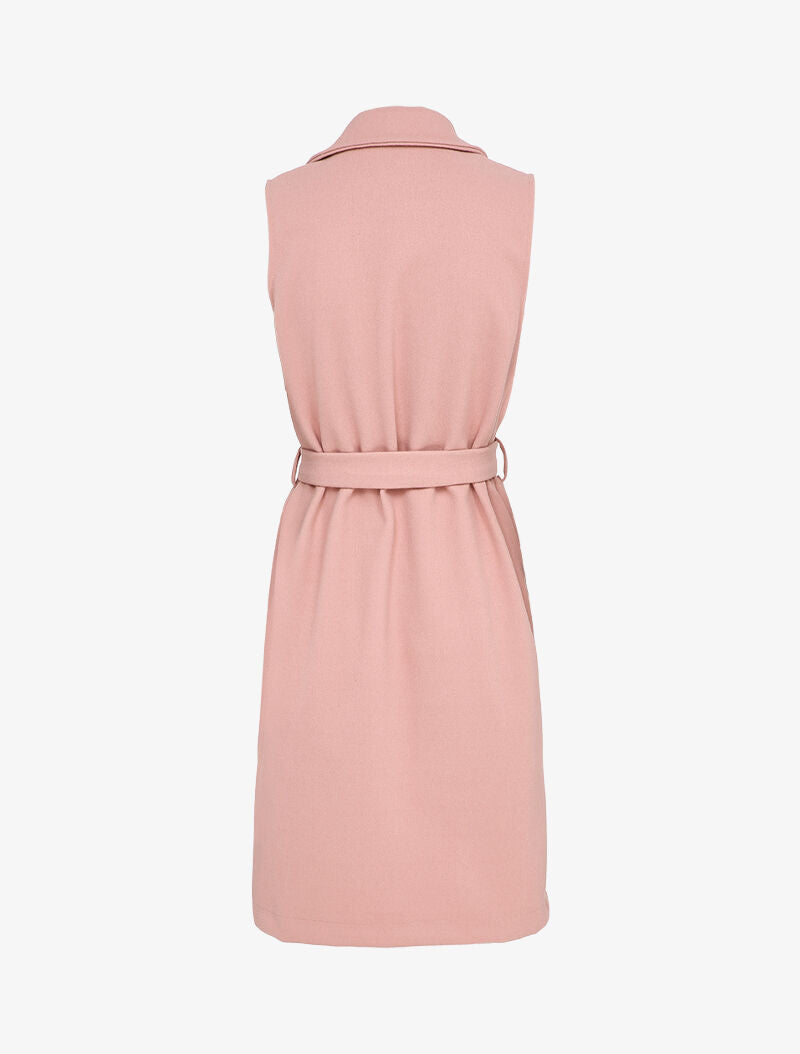 Veste longue sans manches à pans asymétriques - Rose - 2