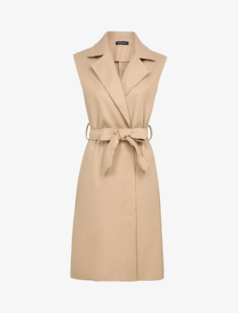 Veste mi-longue sans manches - Beige - 3