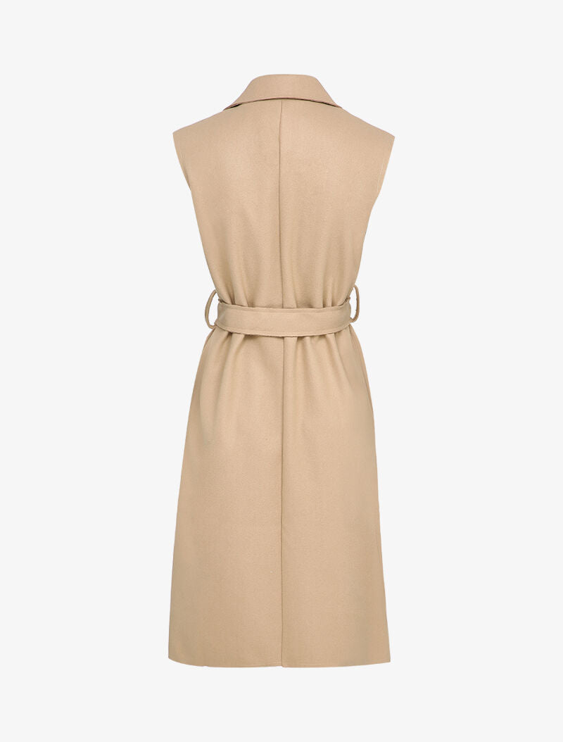 Veste mi-longue sans manches - Beige - 2