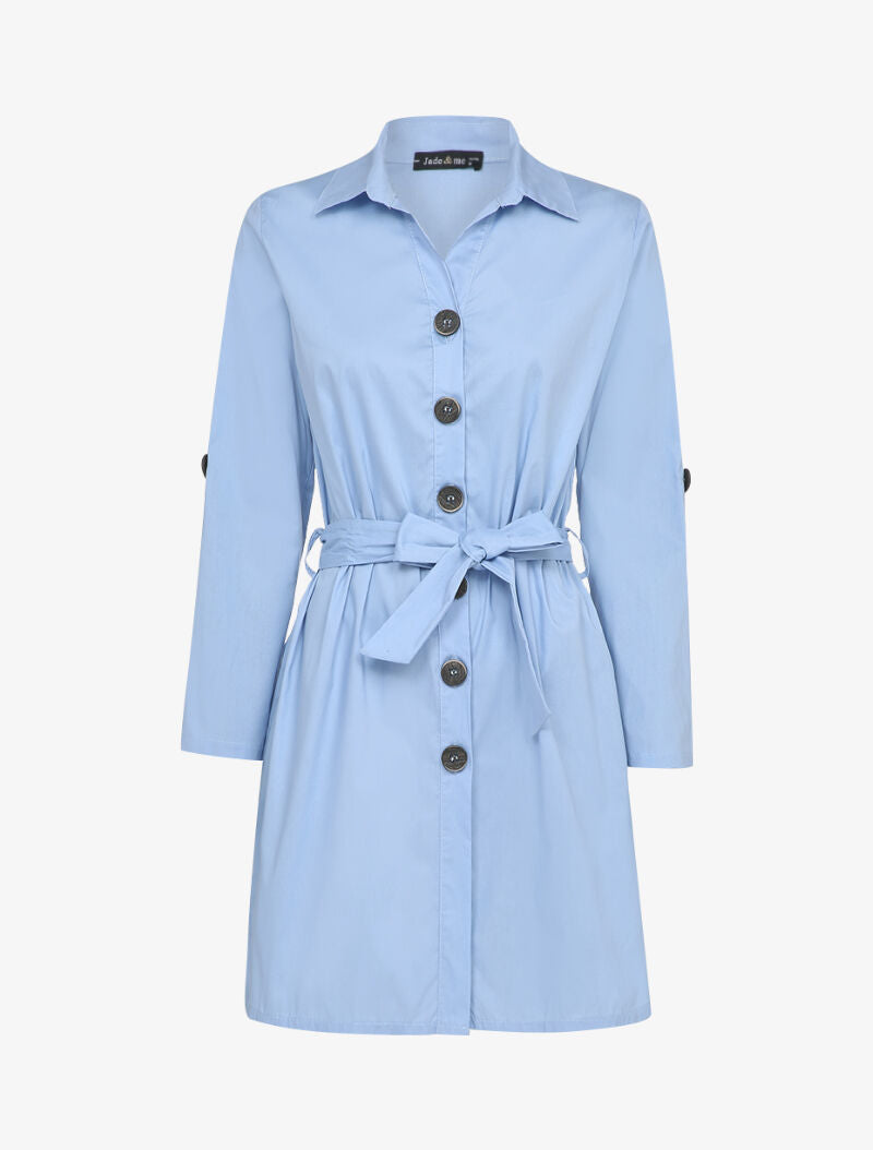 Robe chemise ceinturée - Bleu ciel - 1