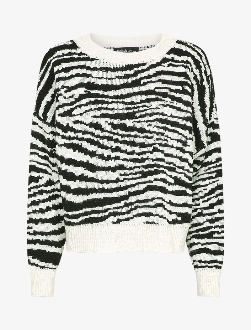 Pull court à imprimé zèbre - Blanc - 5
