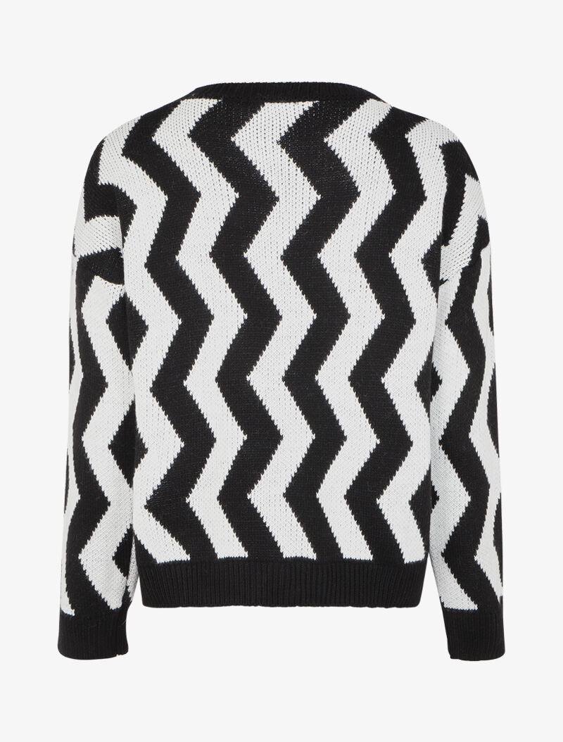 Pull à motif zig zag - Noir/blanc - 2