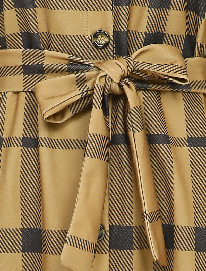 Robe chemise à carreaux graphiques - Noir/beige - 3