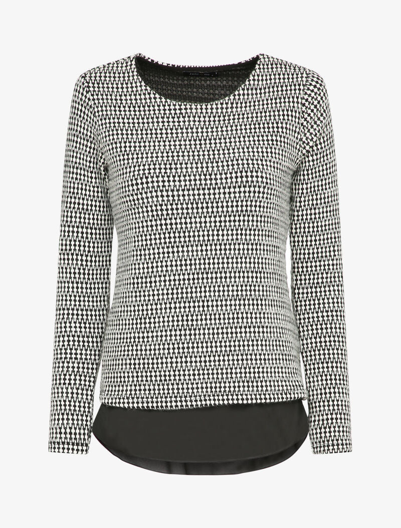 Pull imprimé à superposition - Blanc/noir - 4