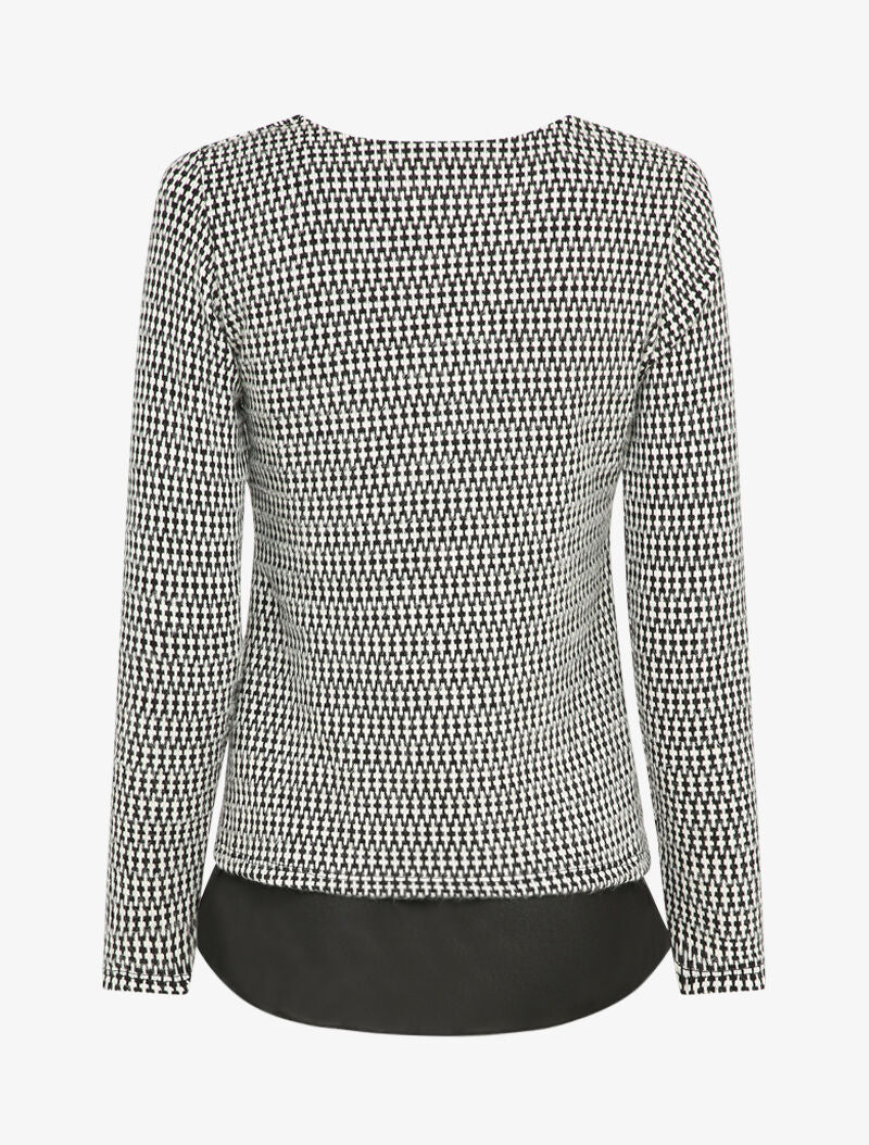 Pull imprimé à superposition - Blanc/noir - 2