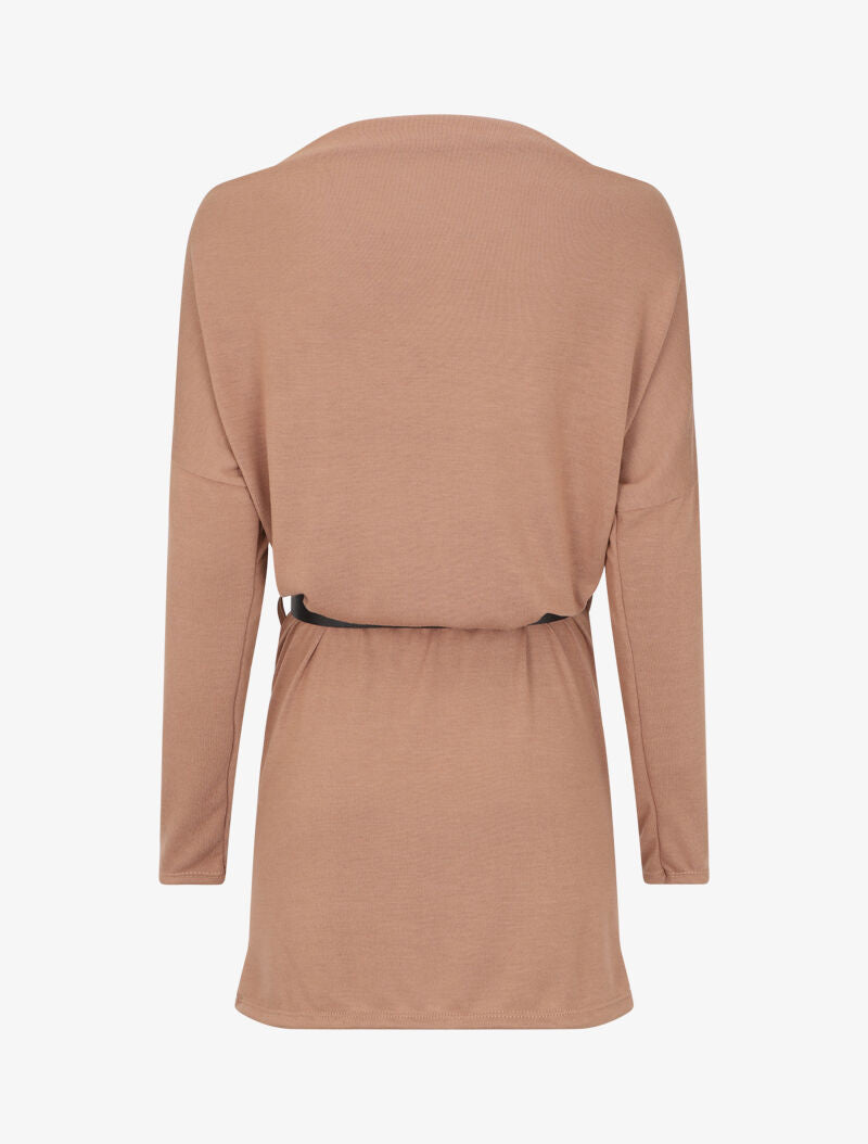 Robe à col bénitier et manches dolman - Camel - 2