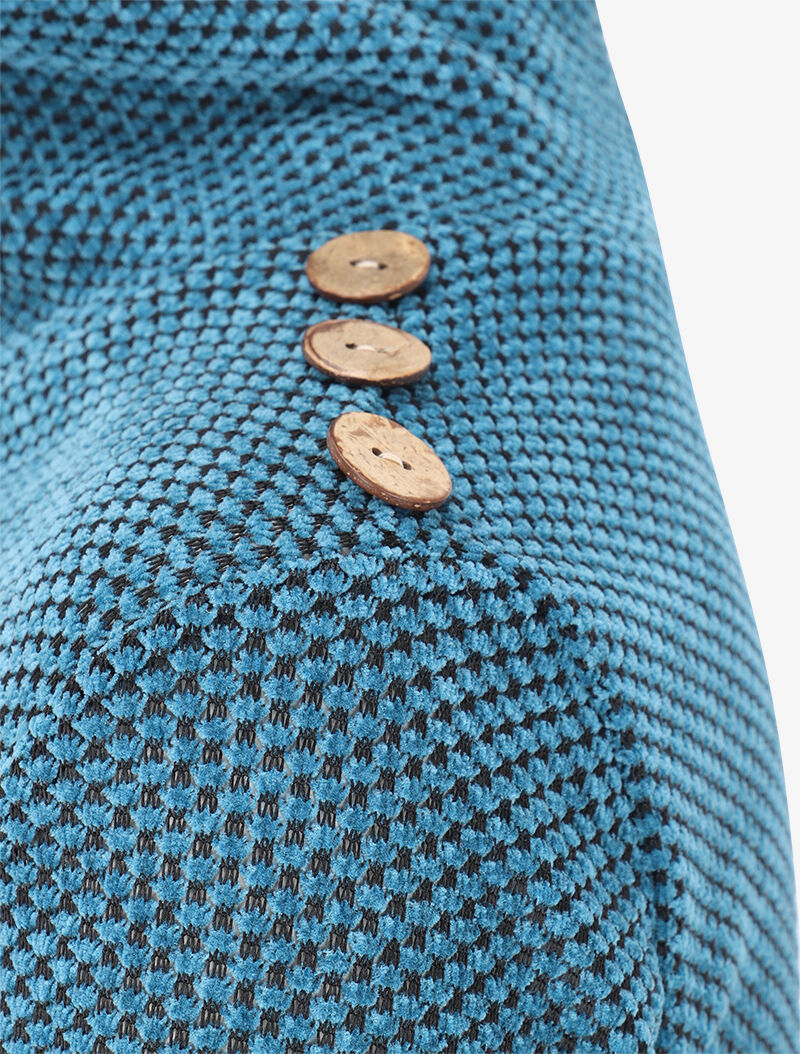 Pull texturé à col montant - Bleu - 3