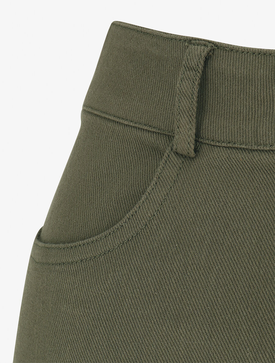 Short uni en jean à revers - Kaki - 3