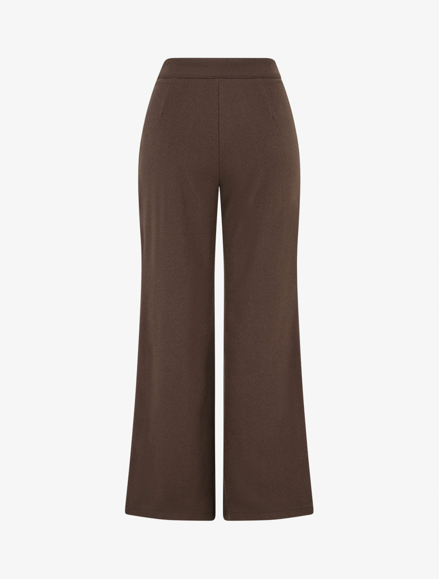 Pantalon à pont ample motif chevron - Marron - 2