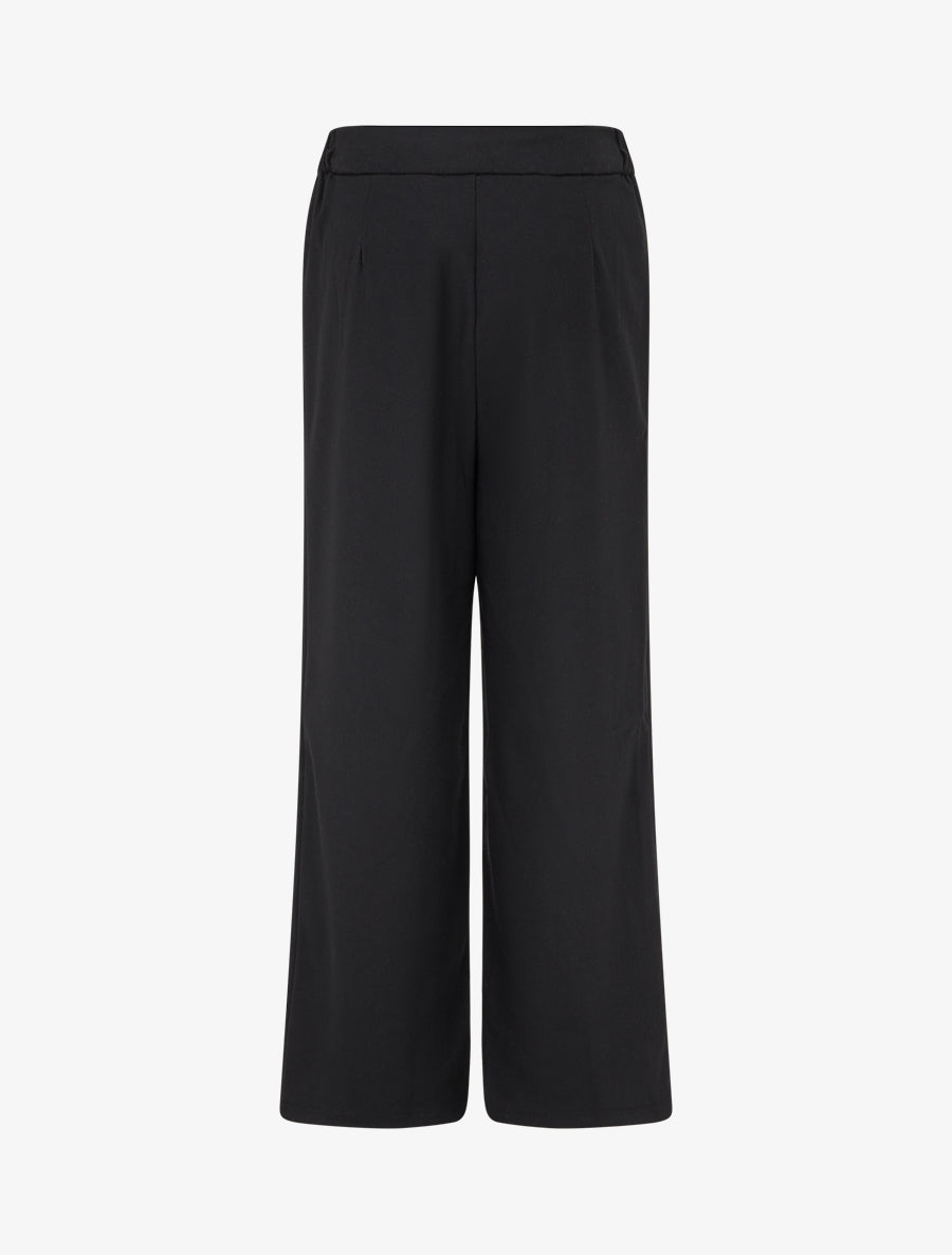 Pantalon ample taille haute à détail simili - Noir - 2