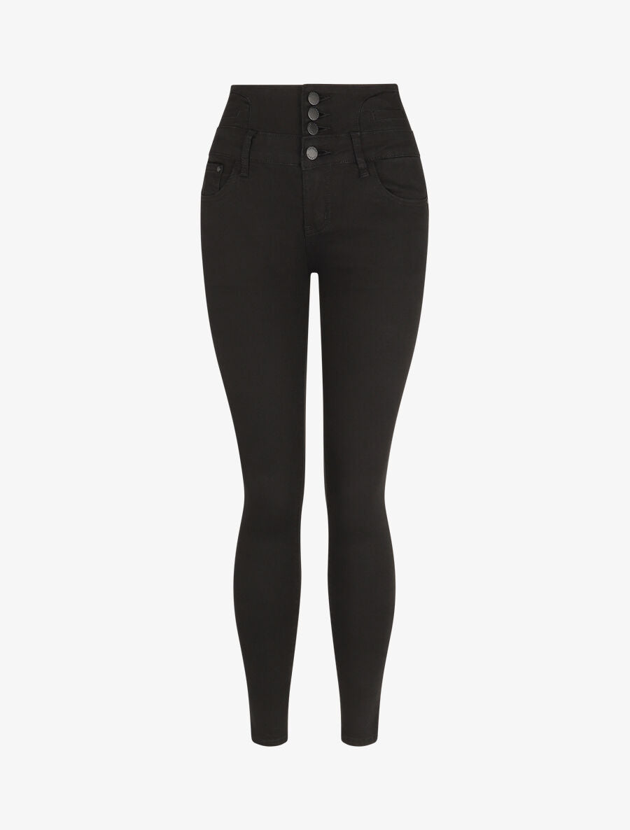 Jean taille haute coupe skinny - Noir - 1