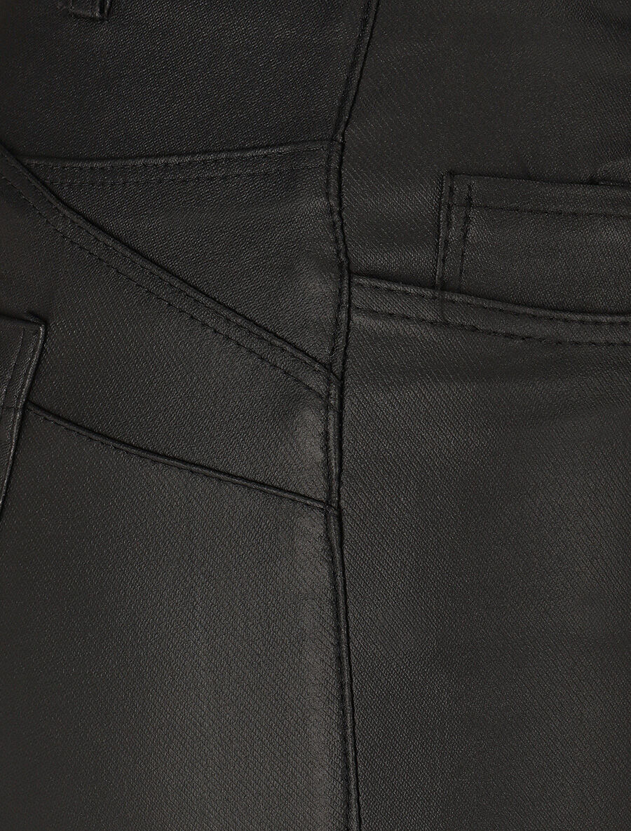 Jean skinny taille standard effet ciré - Noir - 3