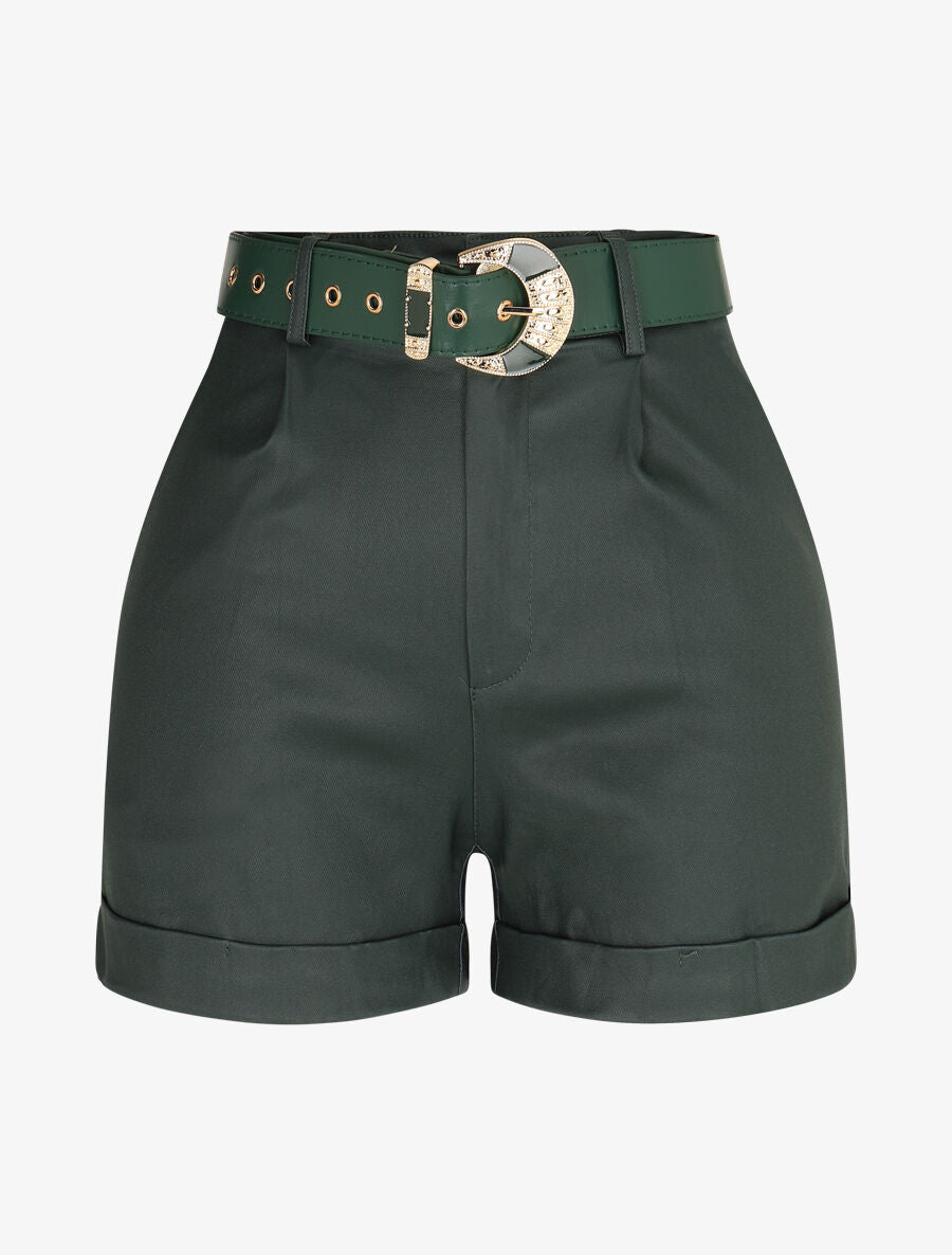 Short en simili à revers - Vert sapin - 5