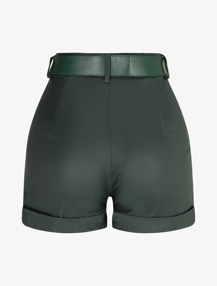 Short en simili à revers - Vert sapin - 2