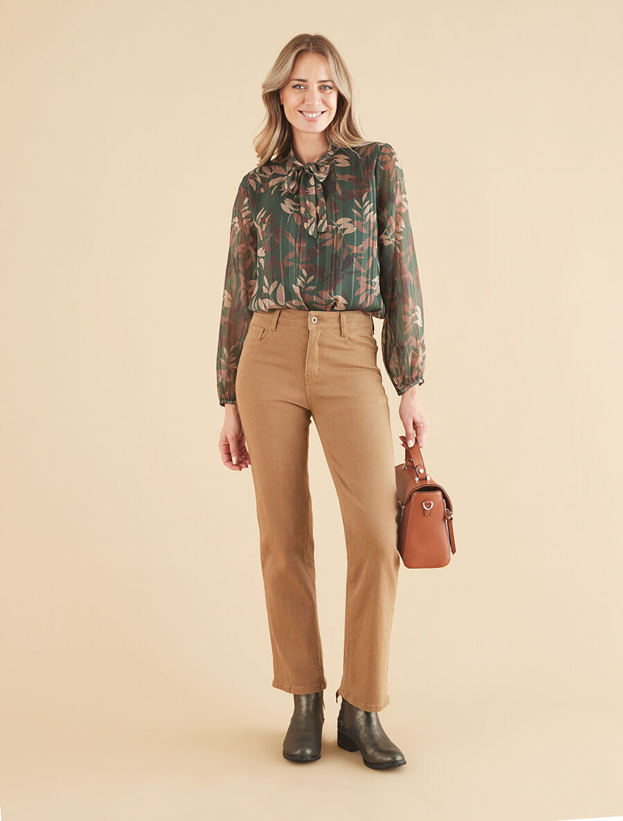 Jean push-up uni - Camel - 4