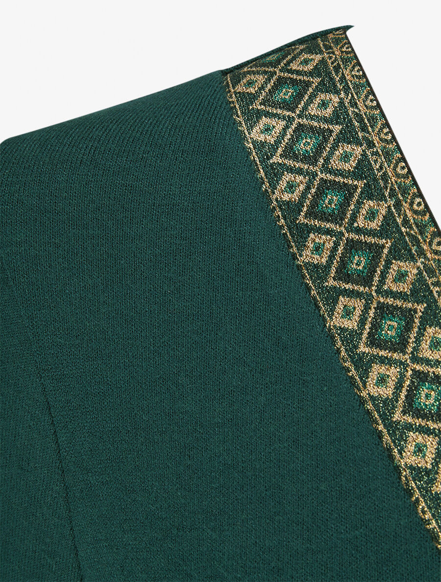 Robe pull col V fantaisie irisé - Vert - 3