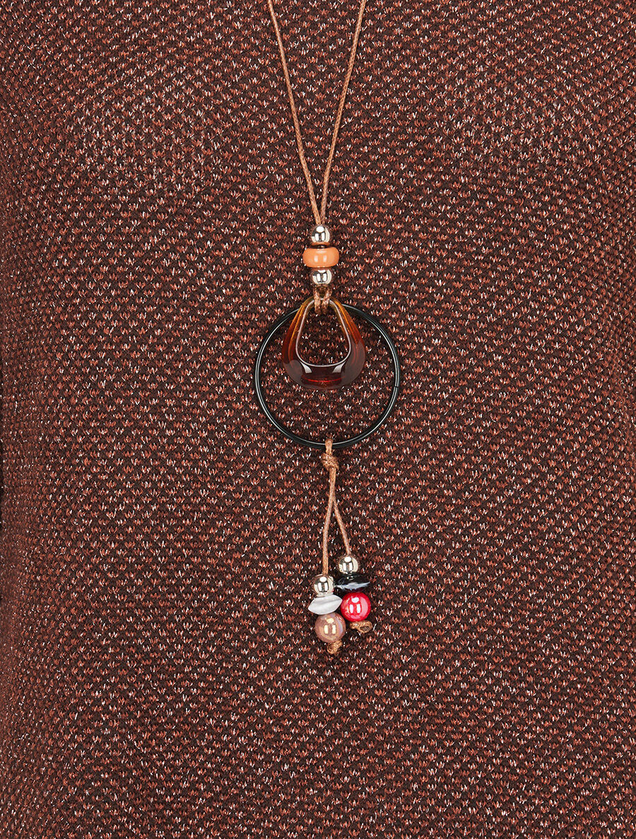 Pull long asymétrique et lamé - Marron - 3