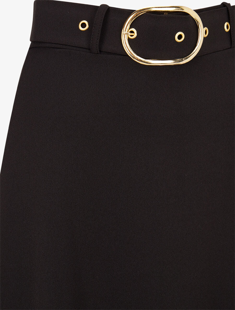 Jupe trapèze ceinturée - Noir - 3