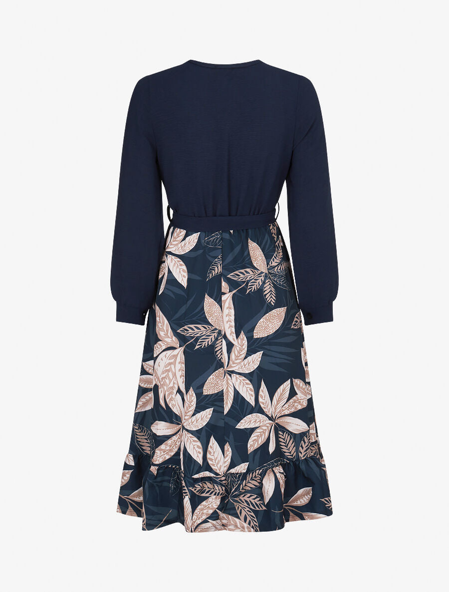Robe patineuse à jupe imprimé tropical - Marine - 2