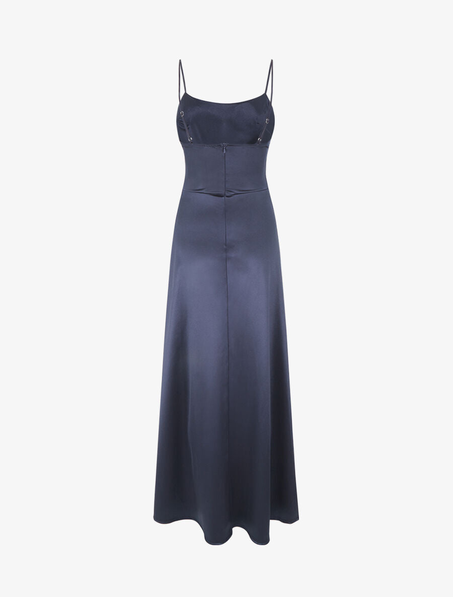 Robe de soirée longue évasée - Marine - 2