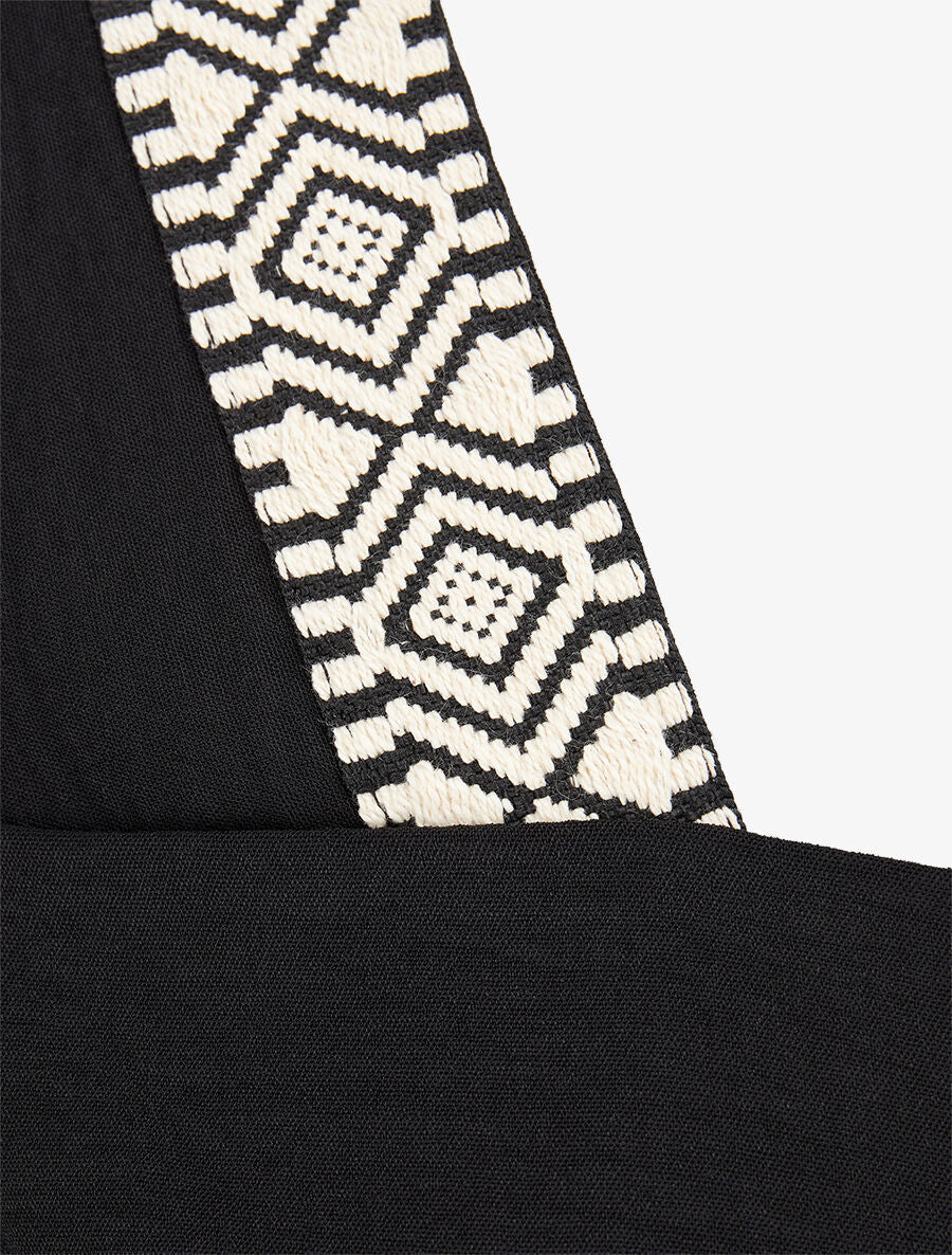 Top à col carré imprimé fantaisie - Noir - 3