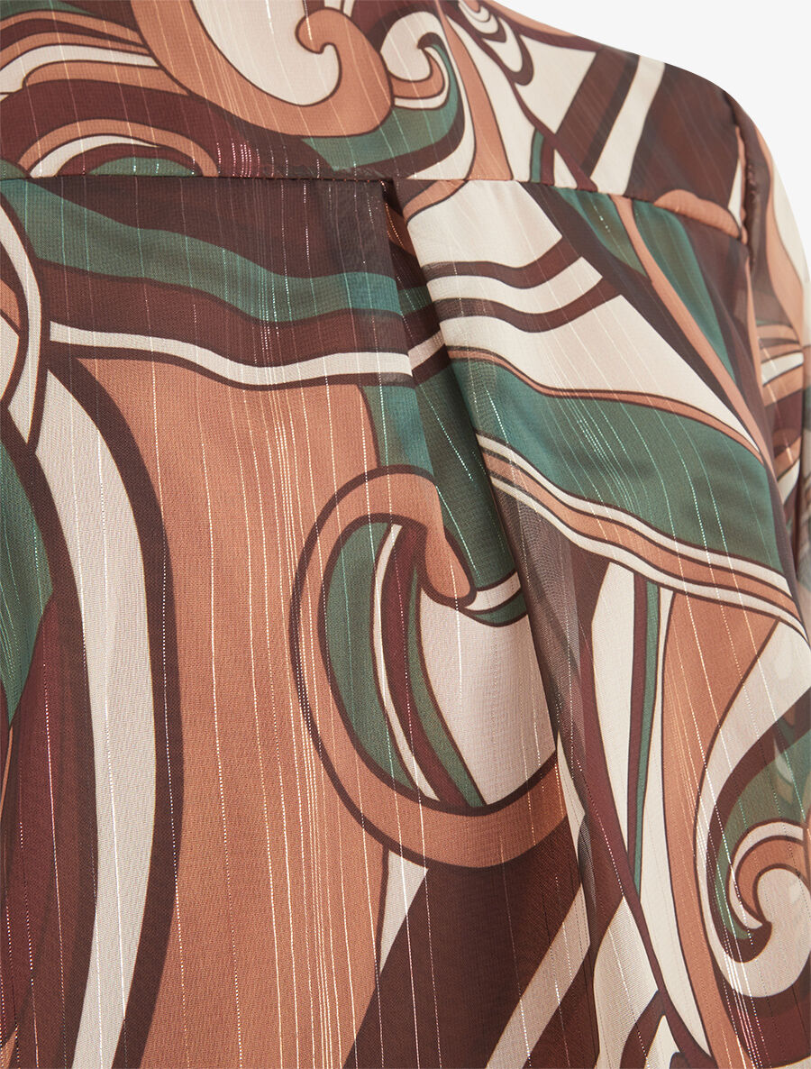 Blouse irisée et imprimé graphique - Marron - 3