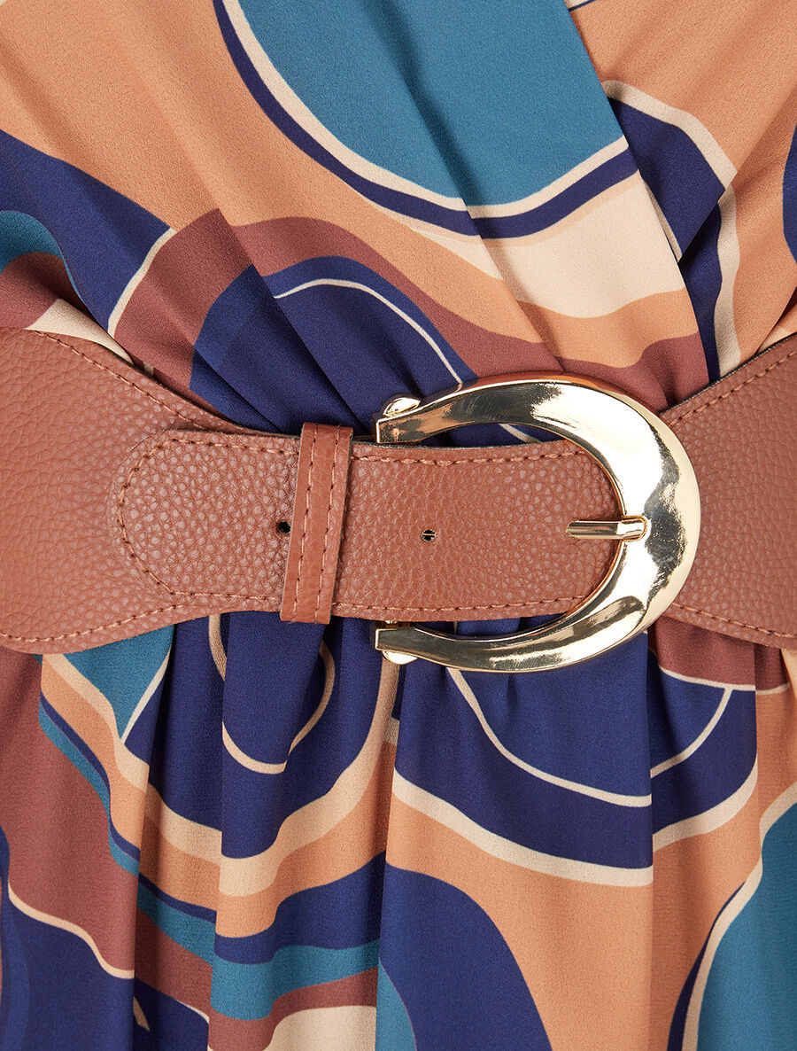 Robe patineuse imprimé graphique - Marine - 3