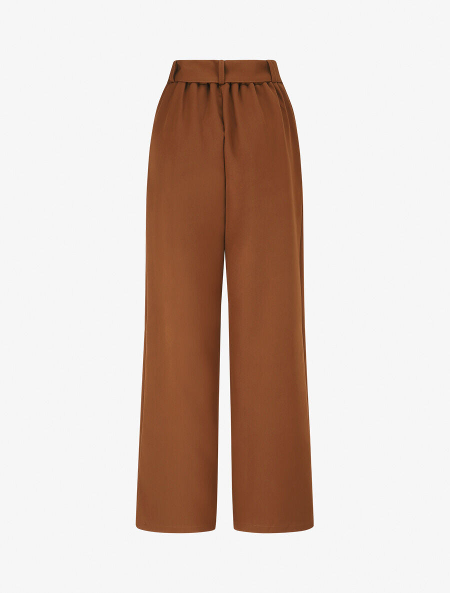 Pantalon ceinturé à taille élastiquée - Camel - 2