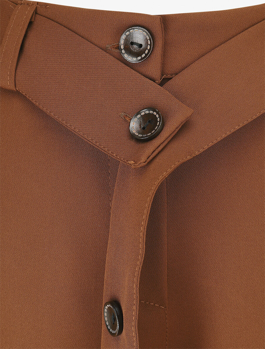 Pantalon ceinturé à taille élastiquée - Camel - 3