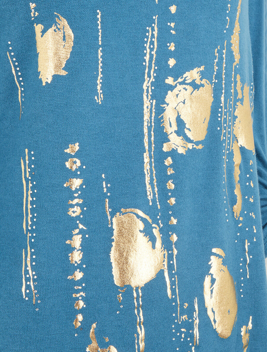 Pull fin à manches longues retroussables - Bleu canard - 3