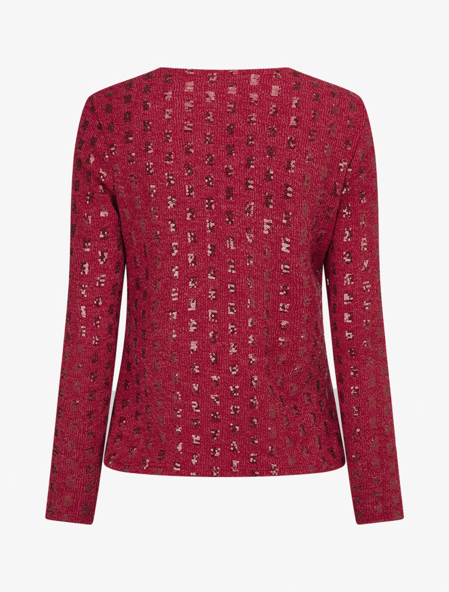 Pull fin incrusté de sequins - Lie de vin - 2