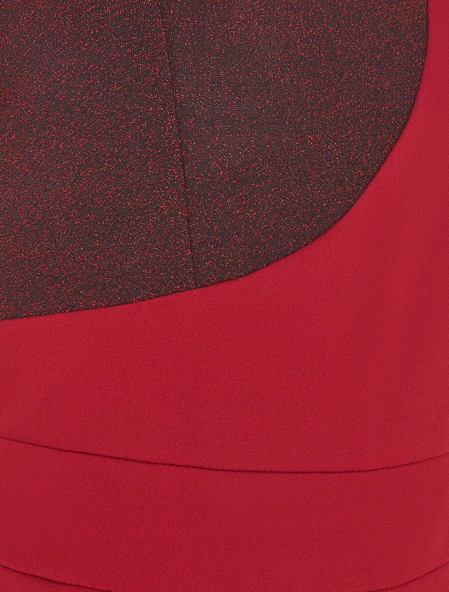 Robe longue à manches asymétrique et détail irisé - Bordeaux - 3