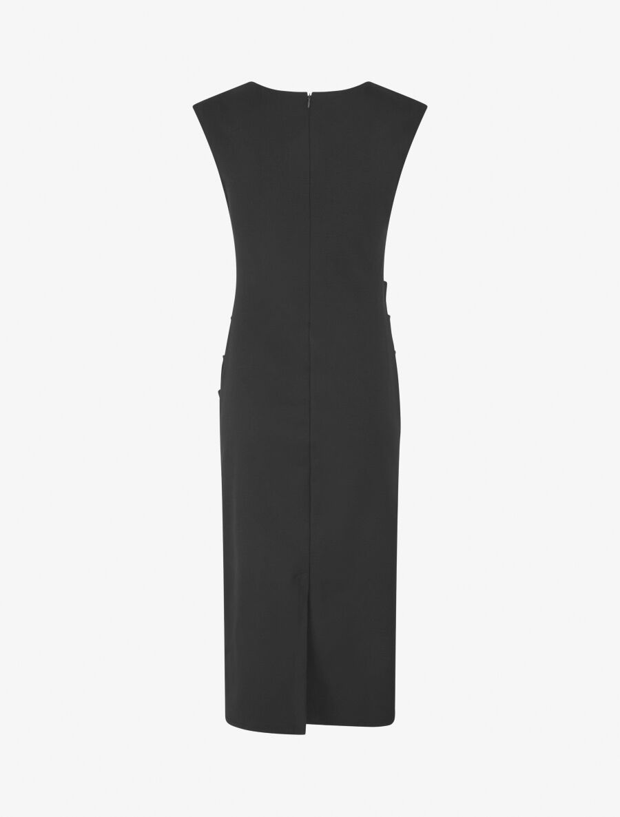 Robe fourreau drapée unie - Noir - 2