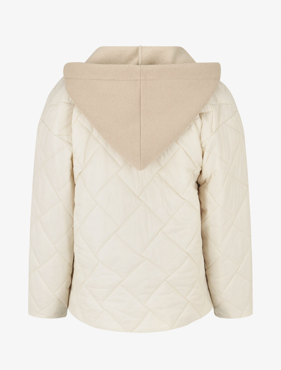 Doudoune mi-longue à empiècement sweat - Beige - 2