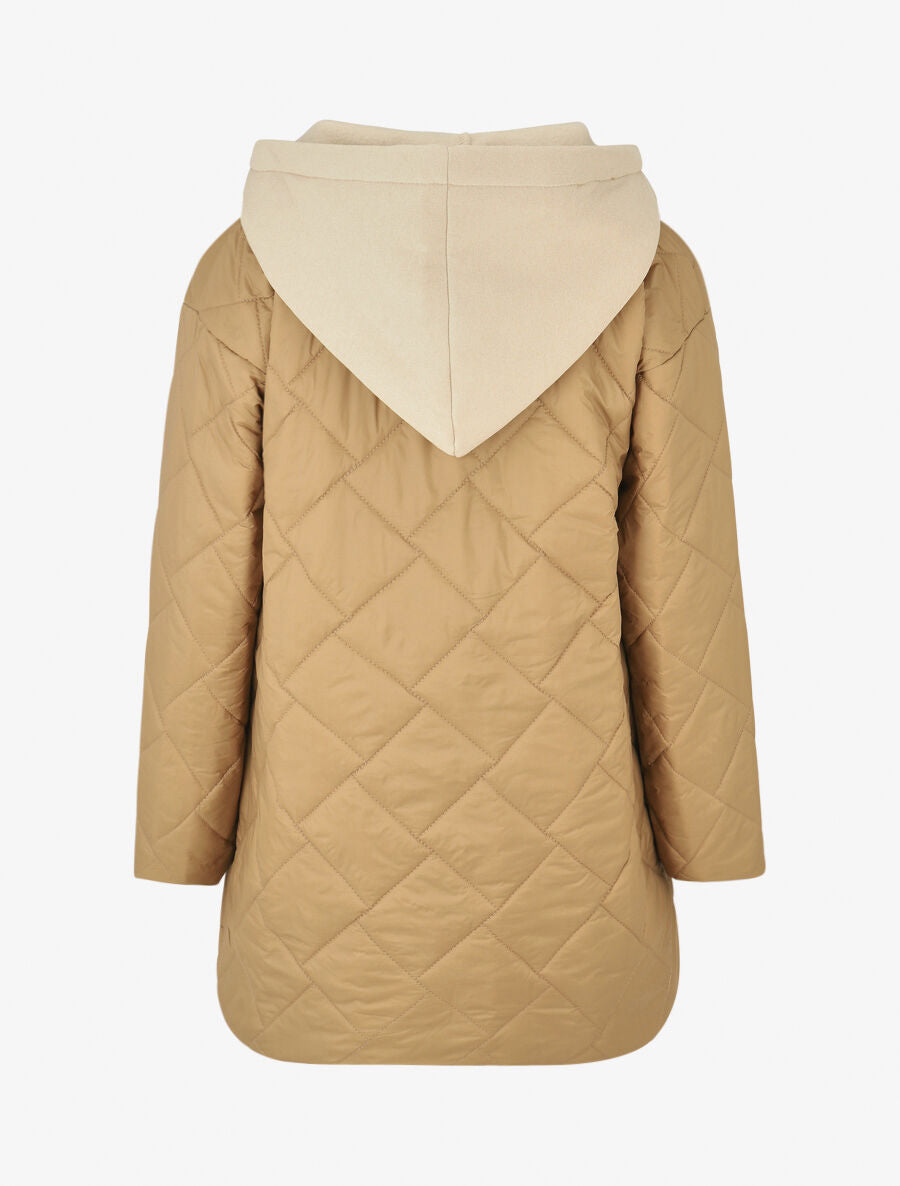 Doudoune matelassée à empiècement sweat - Camel - 2