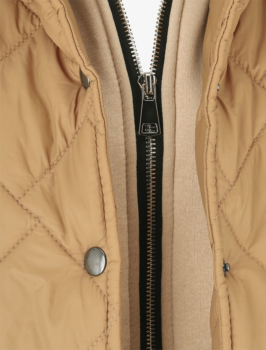 Doudoune matelassée à empiècement sweat - Camel - 3