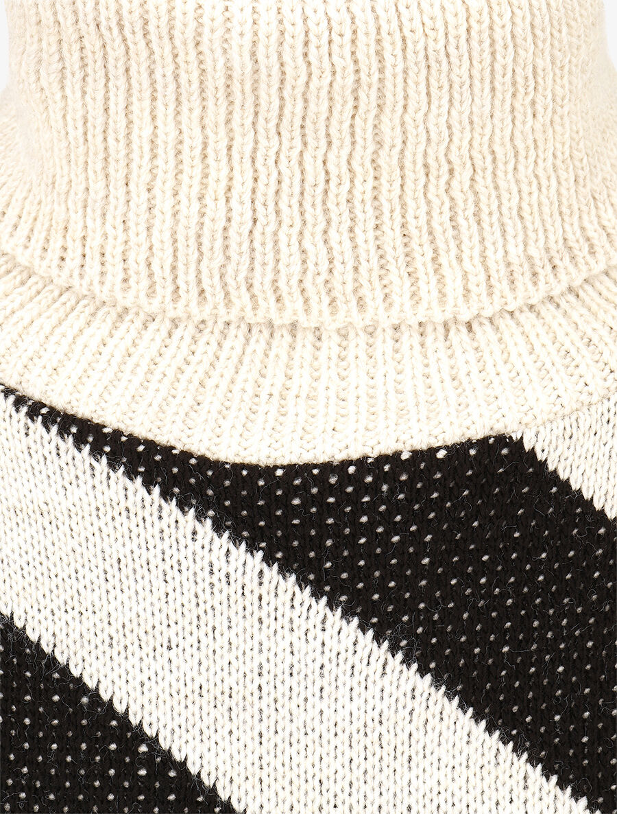 Pull rayé à col roulé - Crème - 3