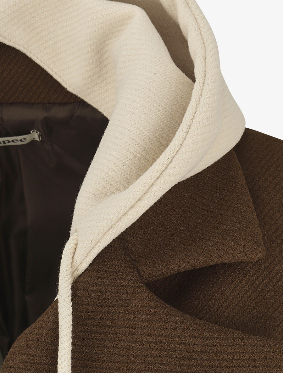 Manteau à capuche style sweat - Marron - 3