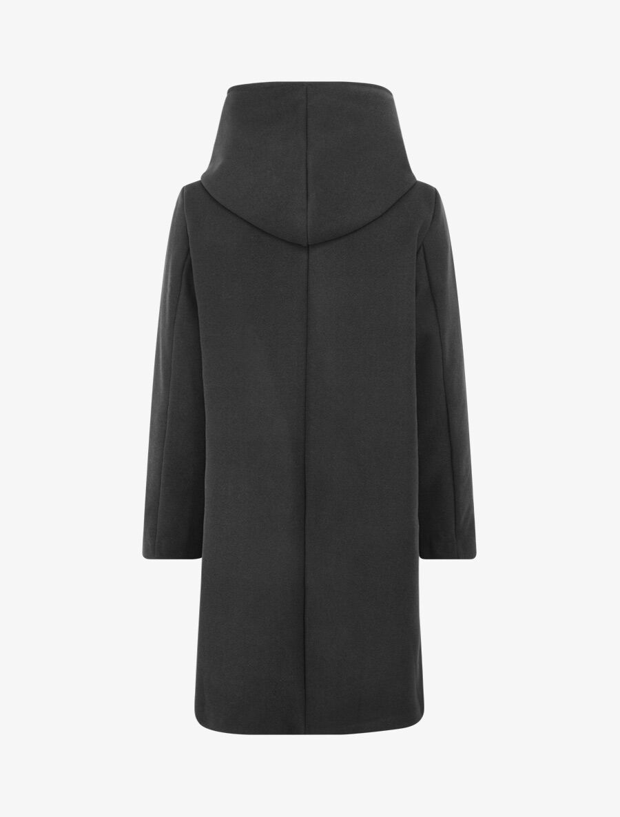 Manteau long uni à capuche - Noir - 2