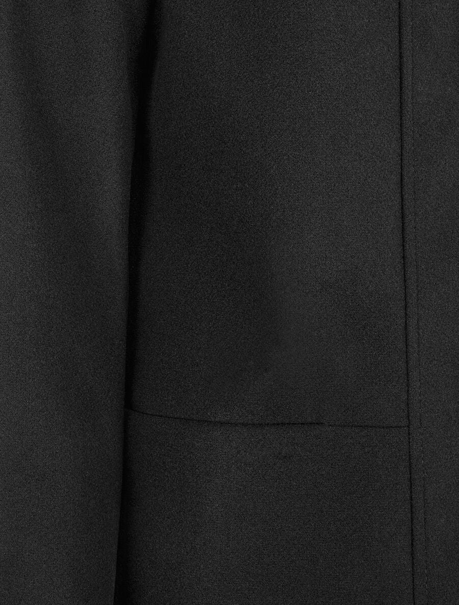 Manteau long uni à capuche - Noir - 3