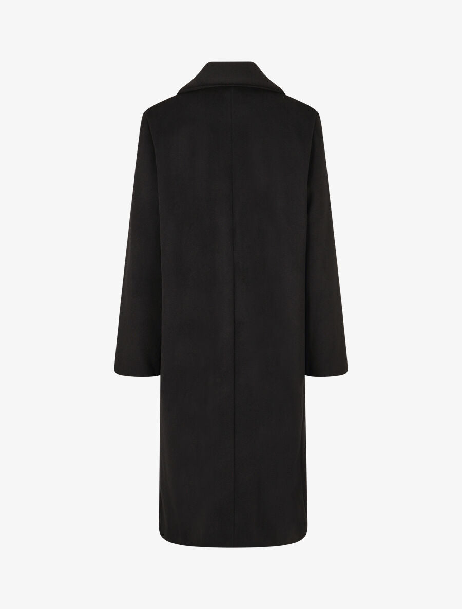 Manteau long uni style feutre - Noir - 2