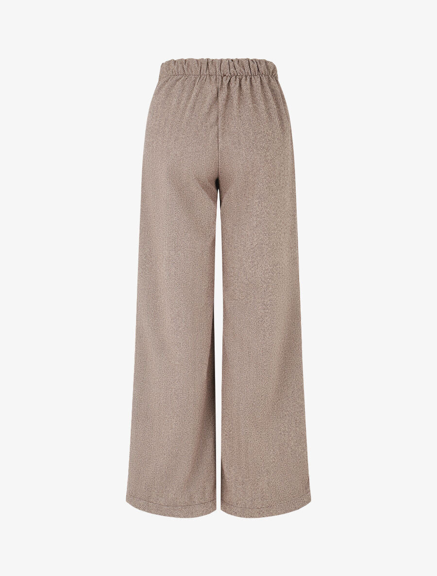 Pantalon droit à imprimé chevron - Camel - 2