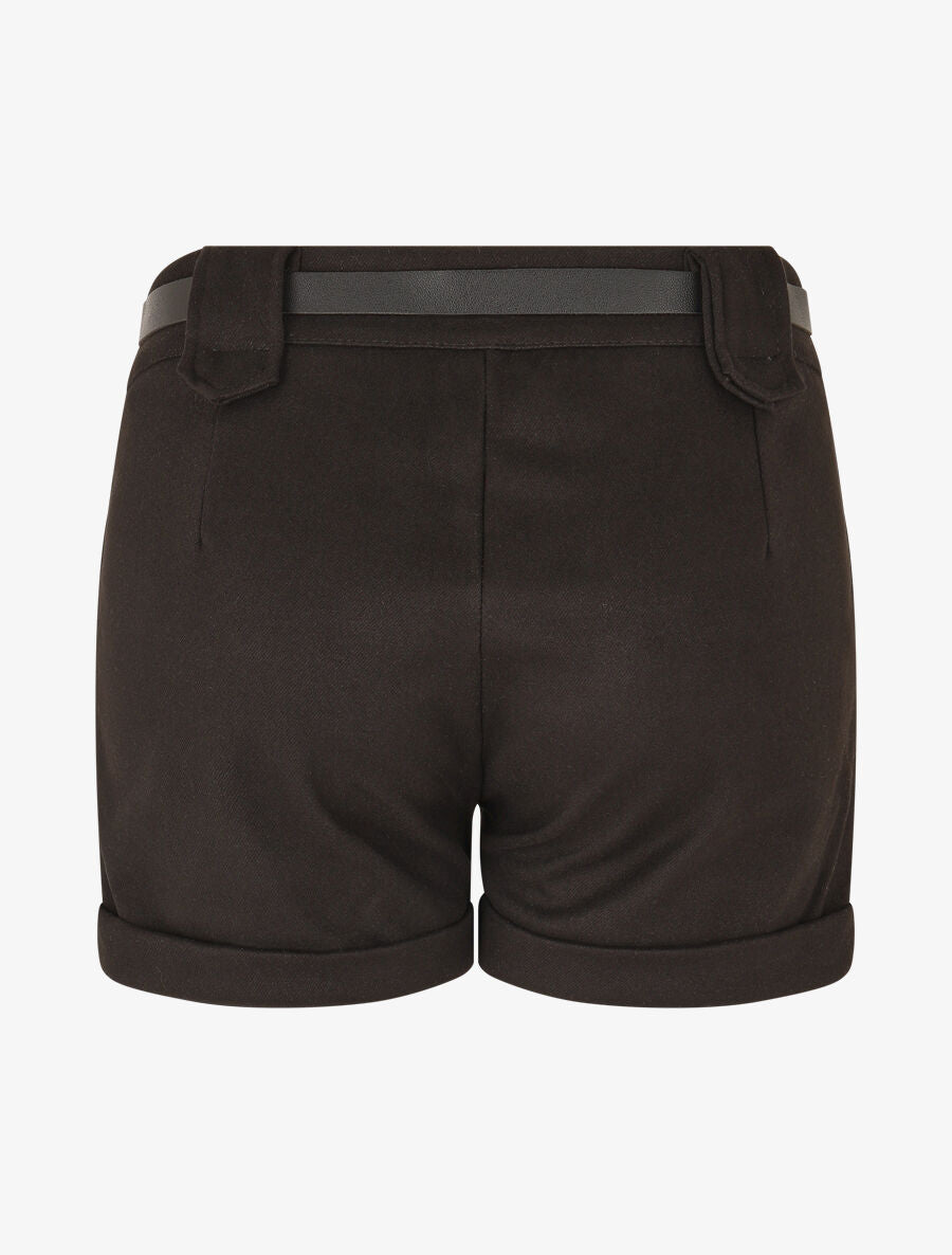 Short épais ceinturé à revers - Noir - 2