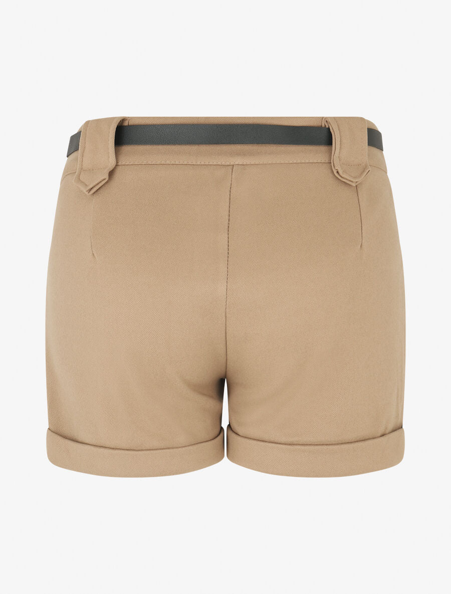 Short épais ceinturé à revers - Camel - 2