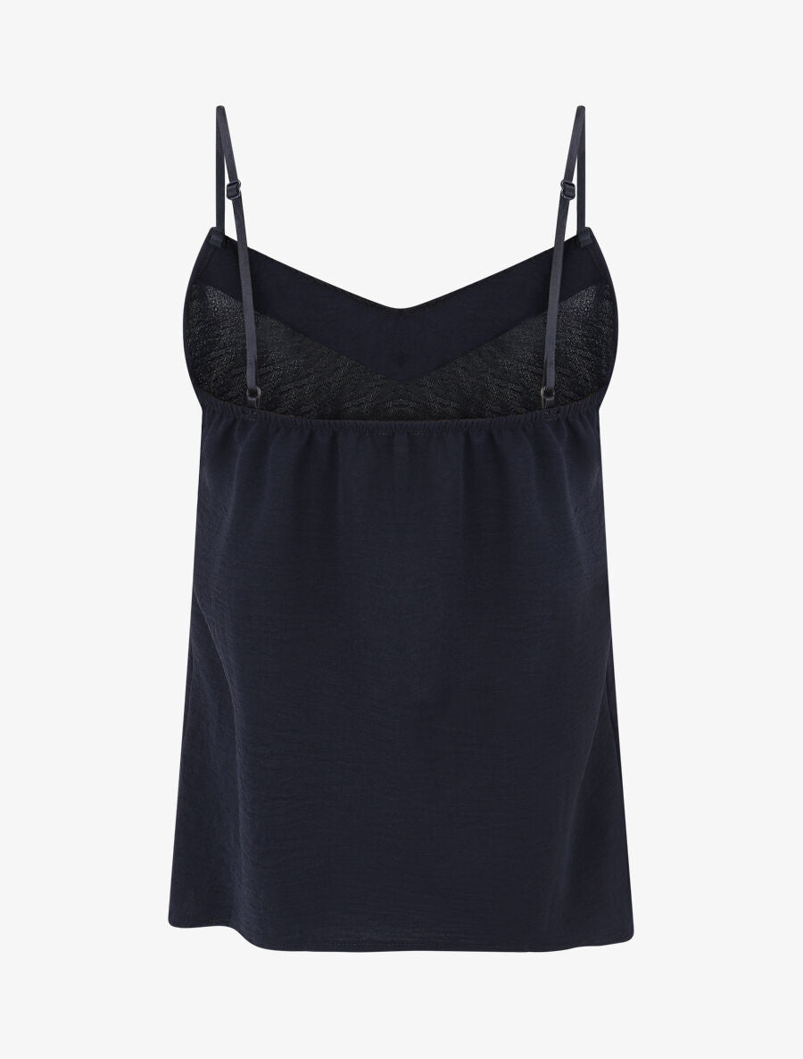 Débardeur droit à col V fantaisie - Marine - 2