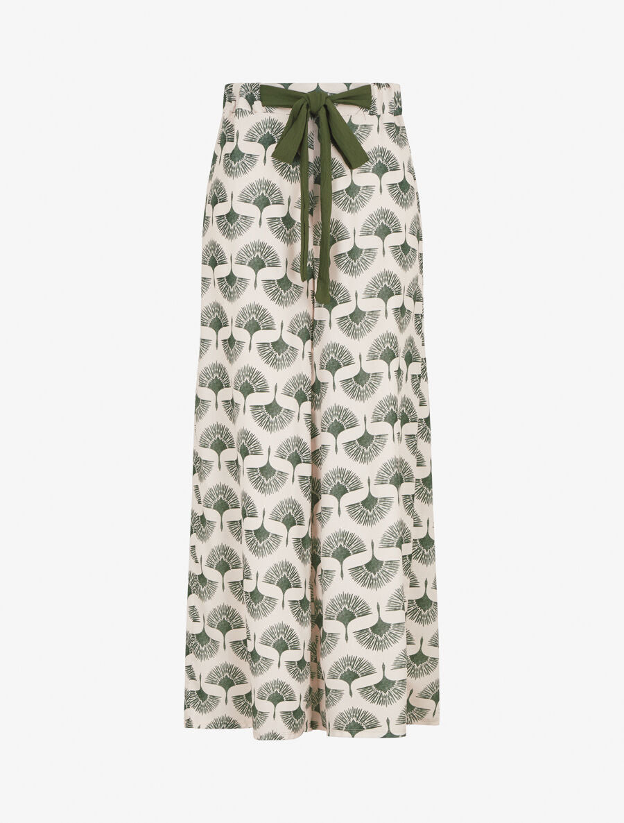 Pantalon ample taille haute imprimé dandelion - Kaki - 1