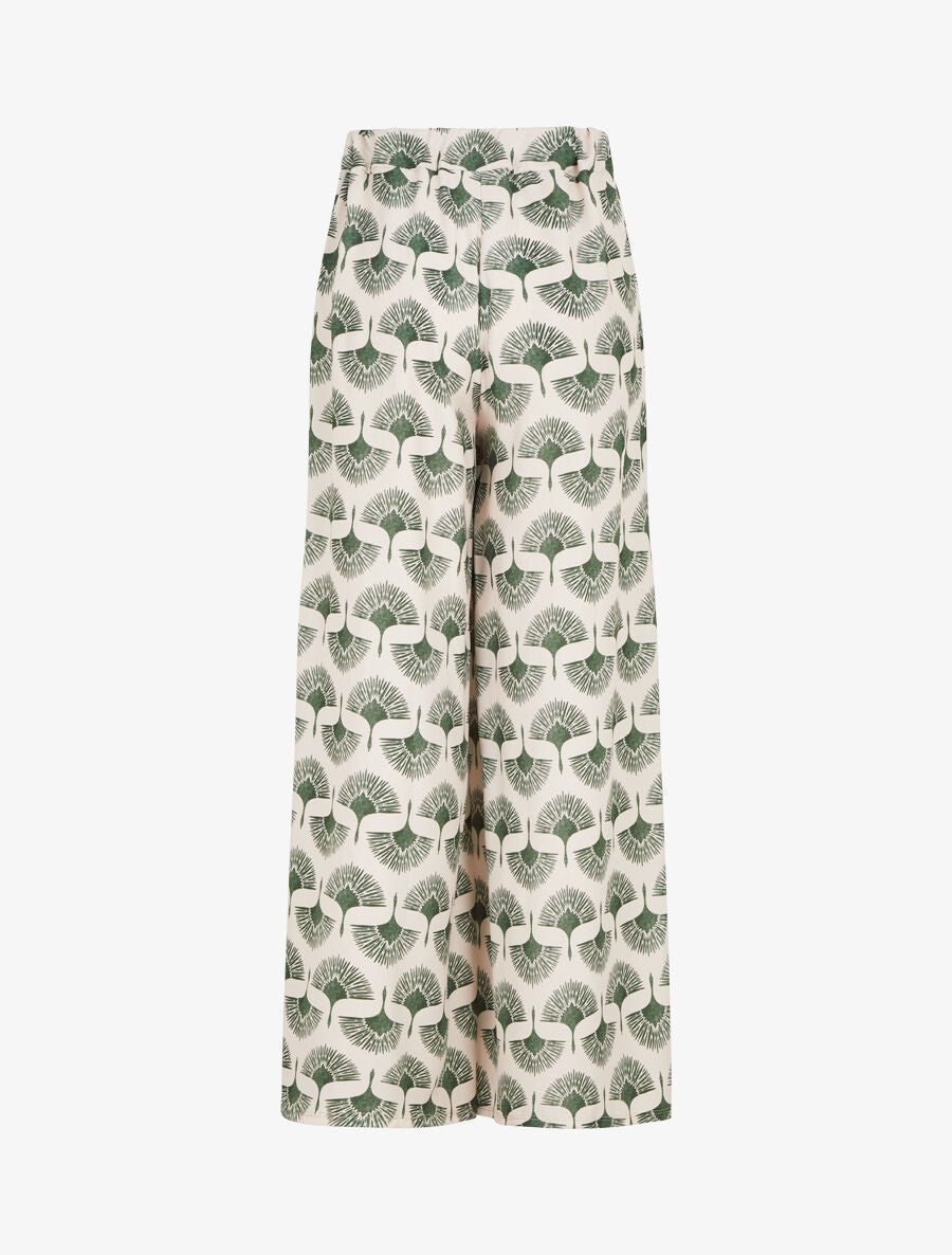 Pantalon ample taille haute imprimé dandelion - Kaki - 2