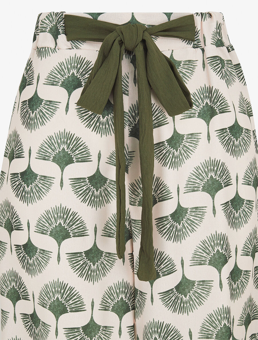 Pantalon ample taille haute imprimé dandelion - Kaki - 3