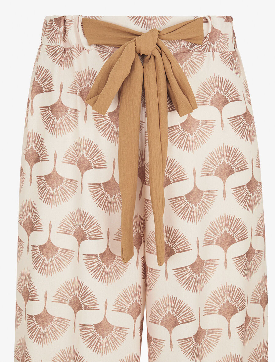 Pantalon ample taille haute imprimé dandelion - Taupe - 3