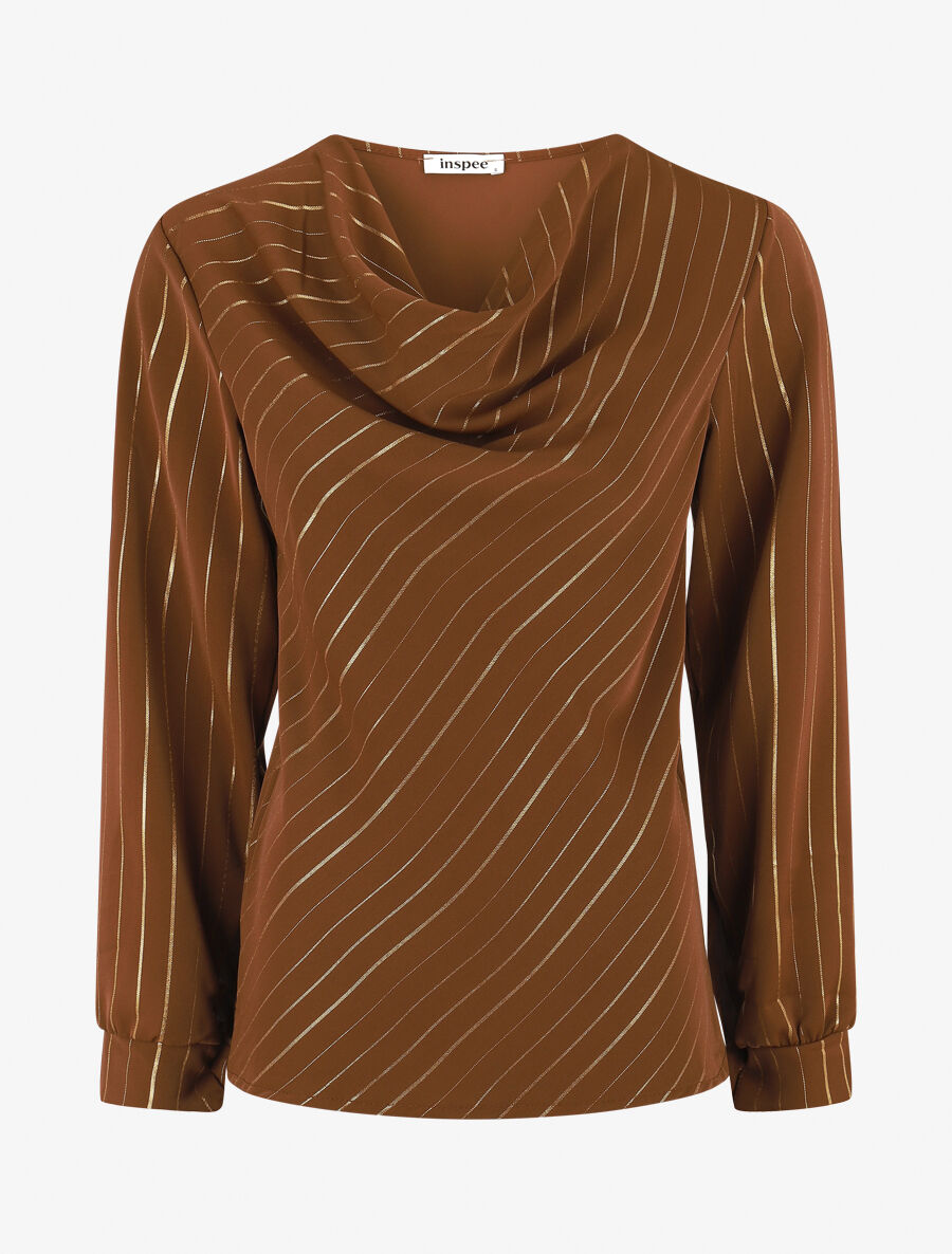 Blouse fluide à rayures irisées - Marron - 4